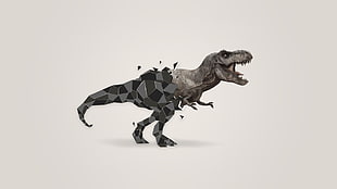 gray t-rex action figure, low poly, T-Rex, car