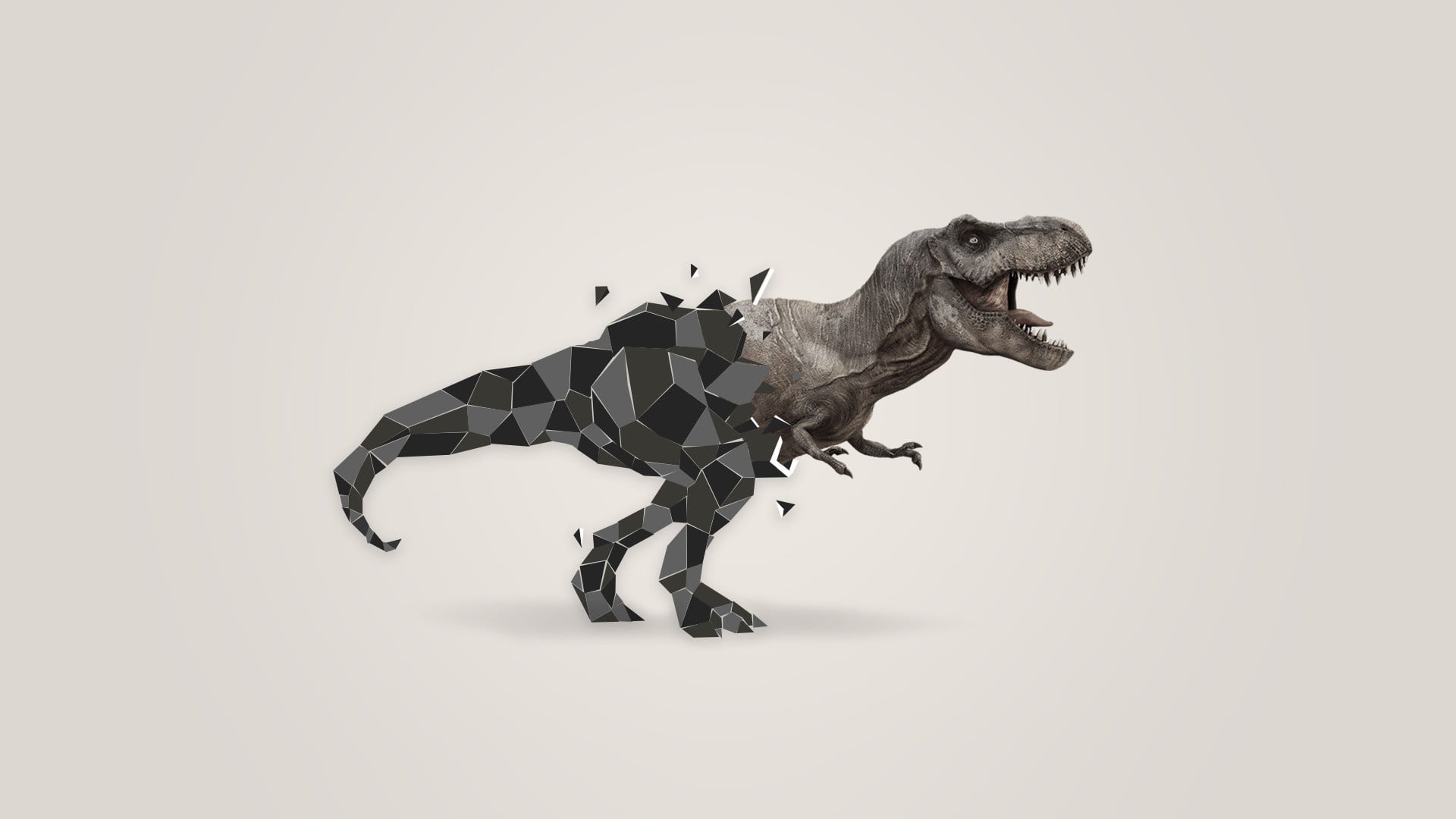 gray t-rex action figure, low poly, T-Rex, car