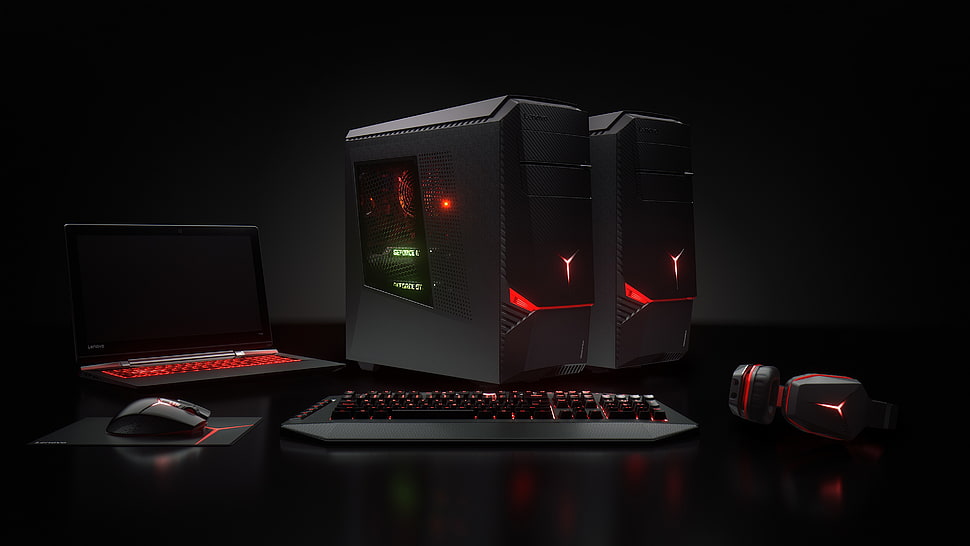 black computer tower HD wallpaper