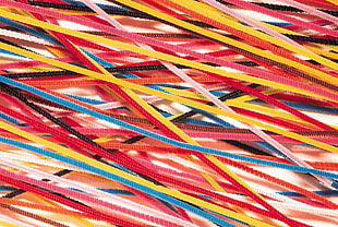 red, blue, and yellow strings