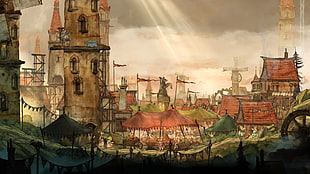 illustration of brown building, Aurora, Child of Light, Ubisoft HD wallpaper