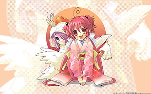 two girl wears pink and white dresses anime character