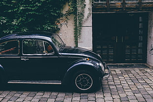 black Volkswagen Beetle hatchback, car, black, Volkswagen, Germany