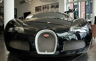 black supercar, Bugatti, car, vehicle
