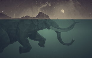 gray elephant anime illustration