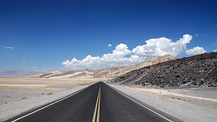 paved road, landscape, road