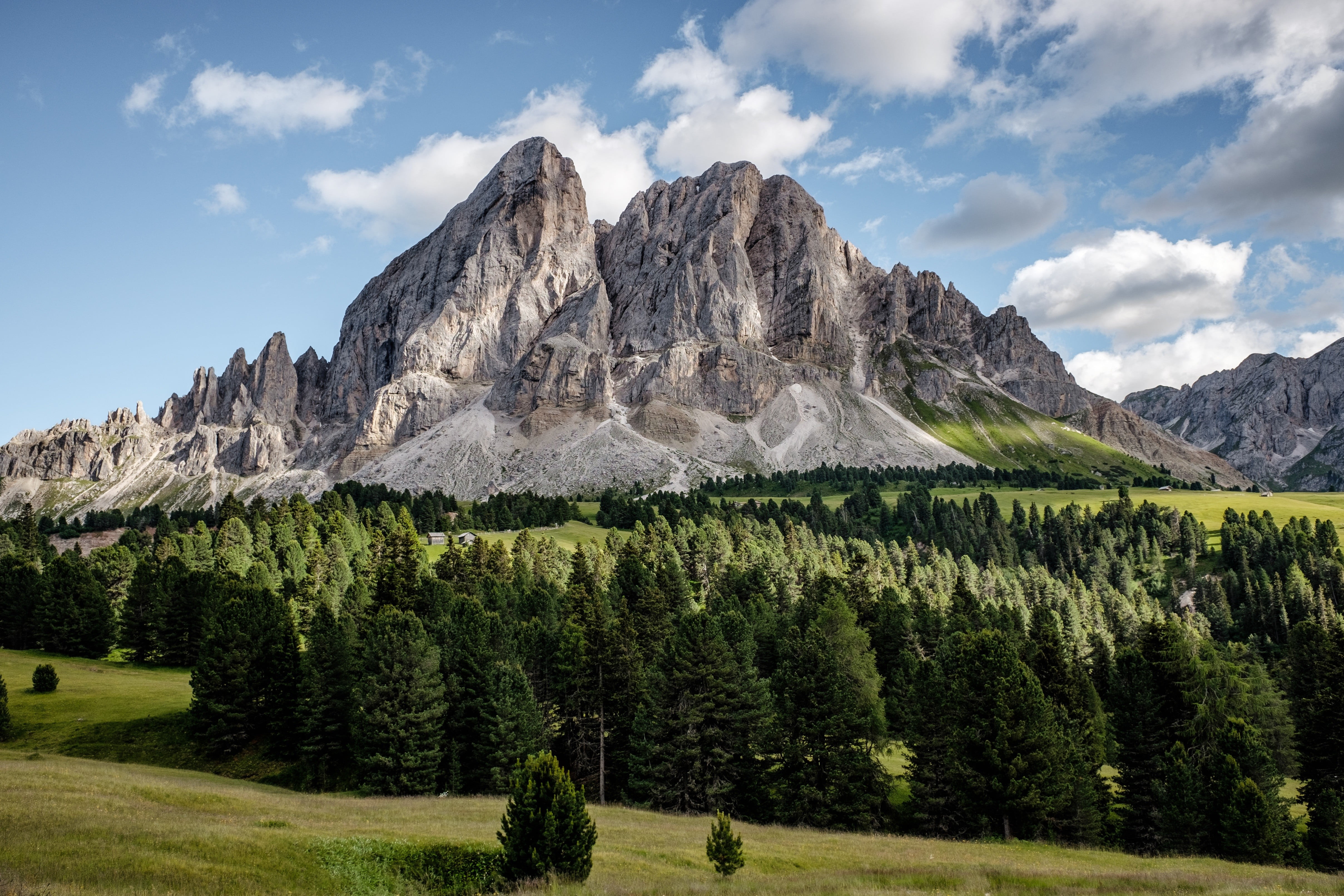 gray mountain, nature, trees, mountains, Italy HD wallpaper.