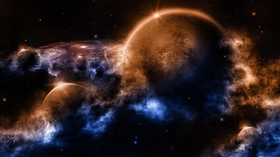 solar system and planets illustration HD wallpaper