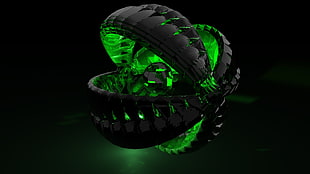photo black and green robotic illustraition
