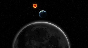 eclipse formation, space, Moon, Earth, Sun HD wallpaper