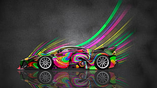 black and multicolored sports car digital wallpaper, Super Car , Tony Kokhan, colorful, Ferrari