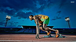 Usain Bolt screenshot, Usain Bolt, men, tracks, sport  HD wallpaper