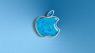 blue Apple logo, Apple Inc., logo, simple background, pattern