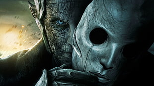 monster holding white mask movie character HD wallpaper
