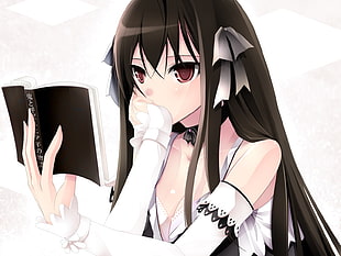 black haired female anime illustration