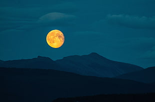 full moon, night, mountains, Moon, landscape