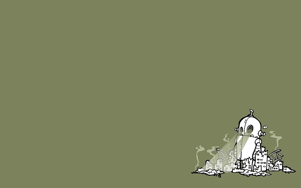white robot illustration, threadless, simple, robot, ruin HD wallpaper