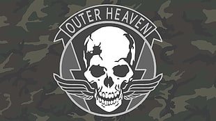 black and white Outer Heaven logo, Metal Gear Solid , camouflage, minimalism HD wallpaper