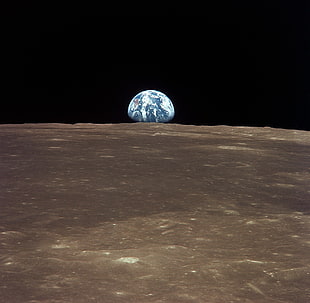 moon surface and Earth