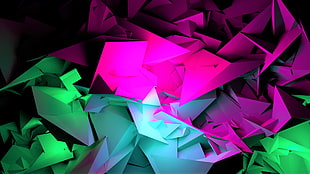 assorted-color folded papers illustration, 3D, digital art, shards, black