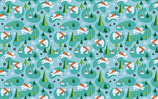 teal Polar bear printed poster