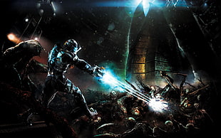 digital painting of alien trooper, Dead Space, Isaac Clarke, video games, Dead Space 2