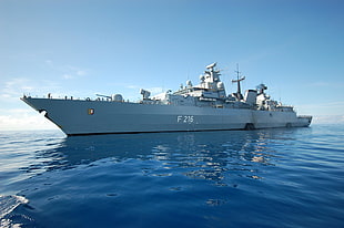gray F 216 ship on sea