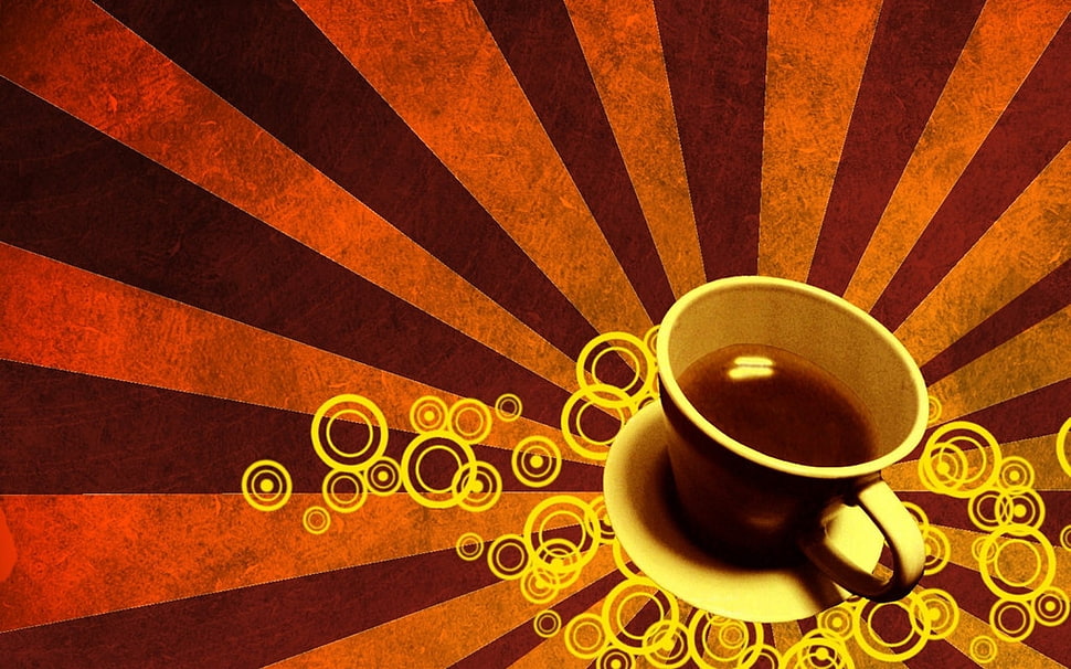 cup and saucer illustration HD wallpaper