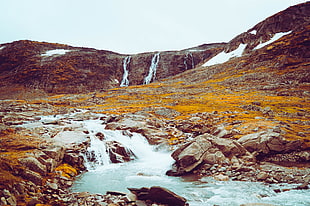 lake, landscape, river, fall, waterfall HD wallpaper