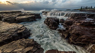 waterfalls, HDR, long exposure, rock, waterfall