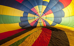 blue, yellow, red and green hot-air balloon, hot air balloons, colorful, photography, daylight