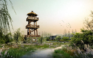 brown wooden tower