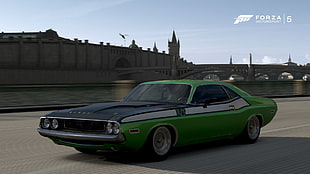 green coupe, video games, Forza Motorsport, Dodge, Dodge Challenger HD wallpaper