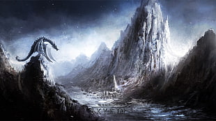 dragon and mountain illustration
