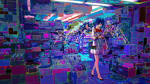Hatsune Miku on store front HD wallpaper