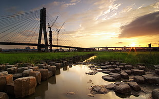 Samuel Beckett Bridge during sunset