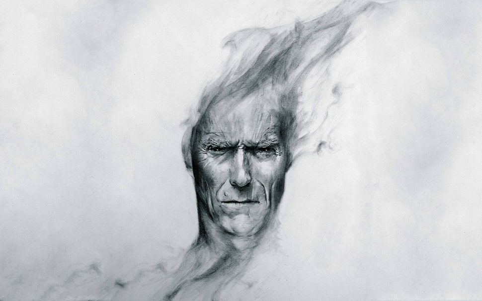 man sketch, drawing, Clint Eastwood, artwork, men HD wallpaper