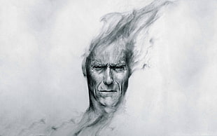 man sketch, drawing, Clint Eastwood, artwork, men