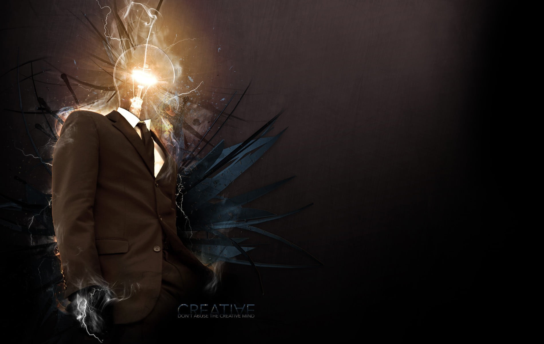 Creative wallpaper, lightbulb, digital art, suits, light bulb