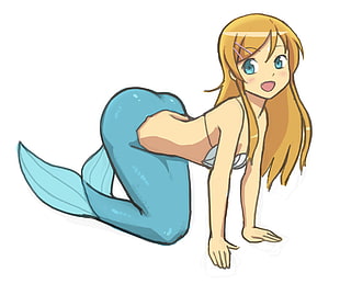 yellow haired mermaid girl anime HD wallpaper