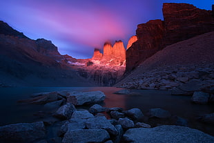 landscape photo of rock mountains,  Mirador Las Torres, Chile, Patagonia, landscape HD wallpaper