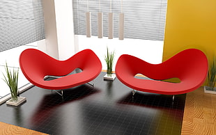 two red chairs HD wallpaper
