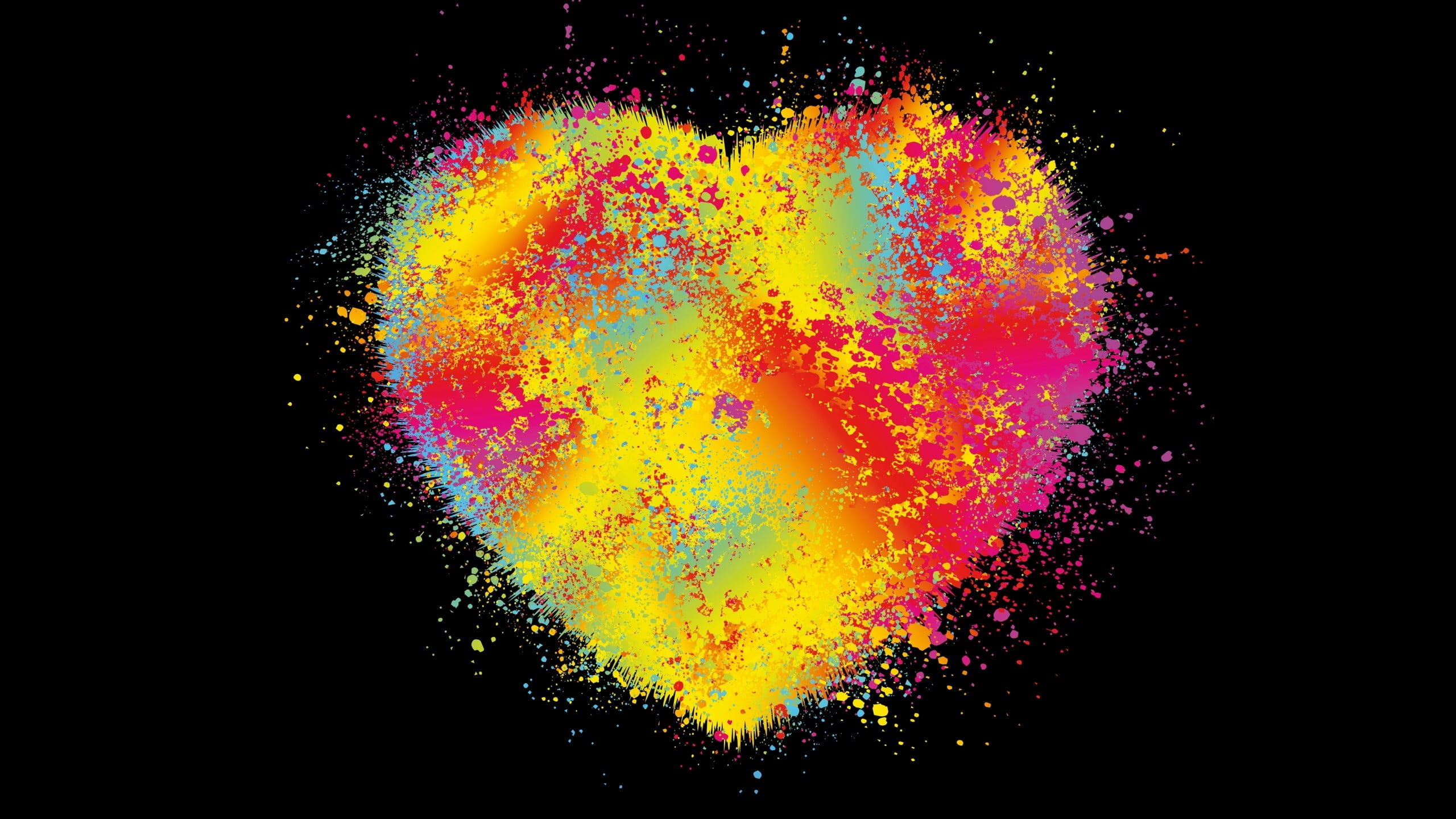 multicolored heart illustration, digital art, black background, minimalism, heart