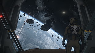 man wearing white and black space suit, Star Citizen, video games