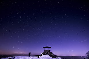 cluster of stars, night sky, starry night, winter, snow HD wallpaper