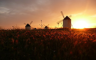 photo of white Windmill HD wallpaper