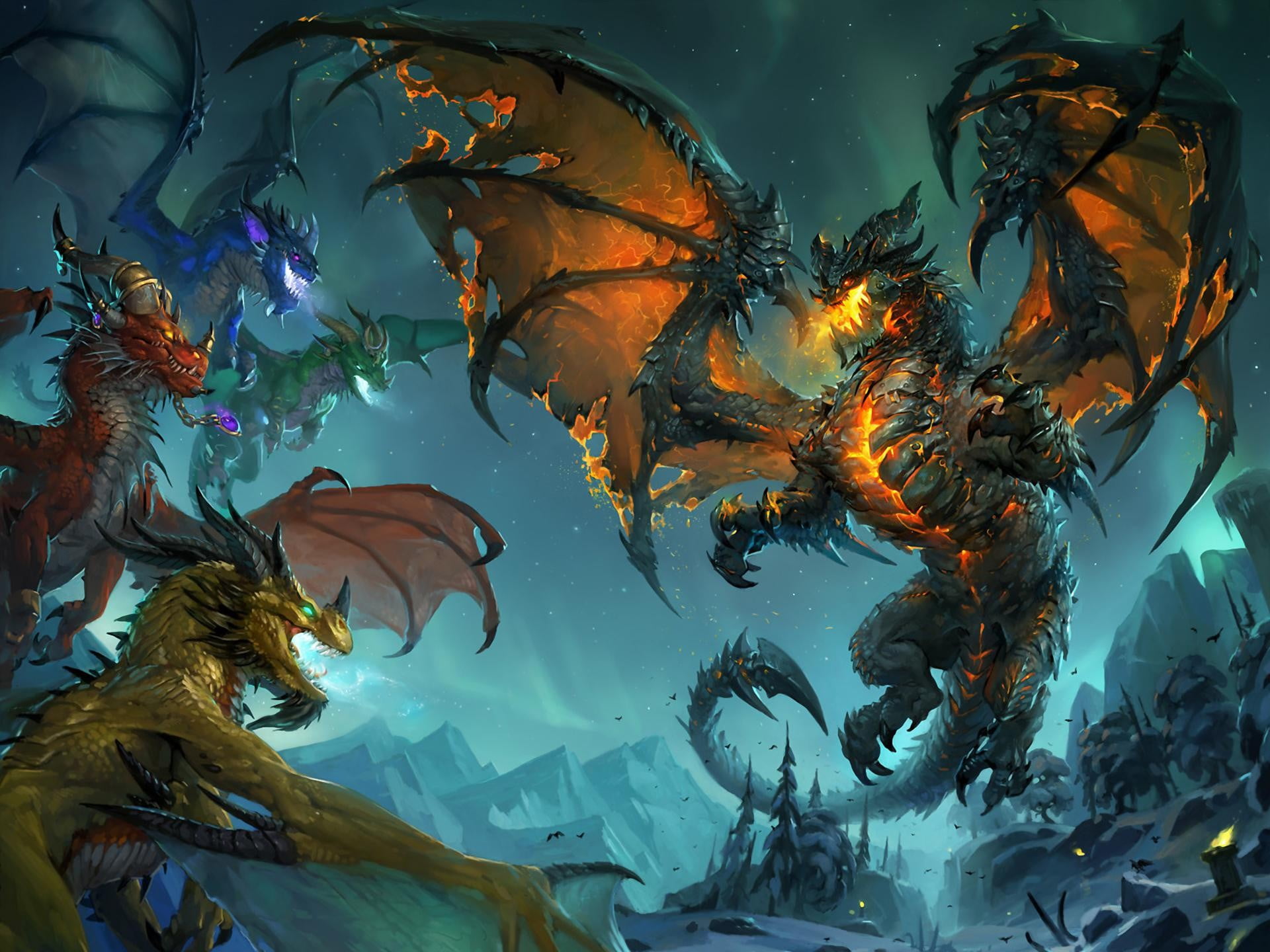 black dragon wallpaper, fantasy art, dragon, World of Warcraft: Cataclysm, World of Warcraft