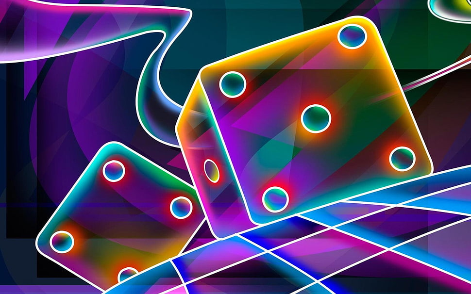 iridescent dice digital wallpaper HD wallpaper