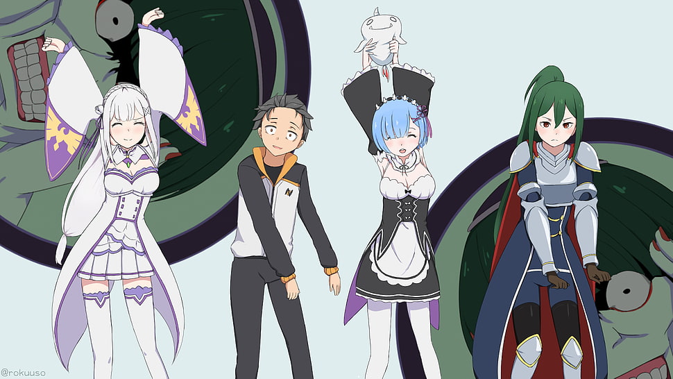 anime characters wall paper, Re:Zero Kara Hajimeru Isekai Seikatsu, anime, Emilia (Re: Zero), Rem (Re: Zero) HD wallpaper