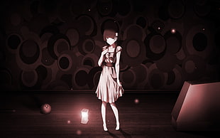 digital photo of girl in gray mini dress cartoon character
